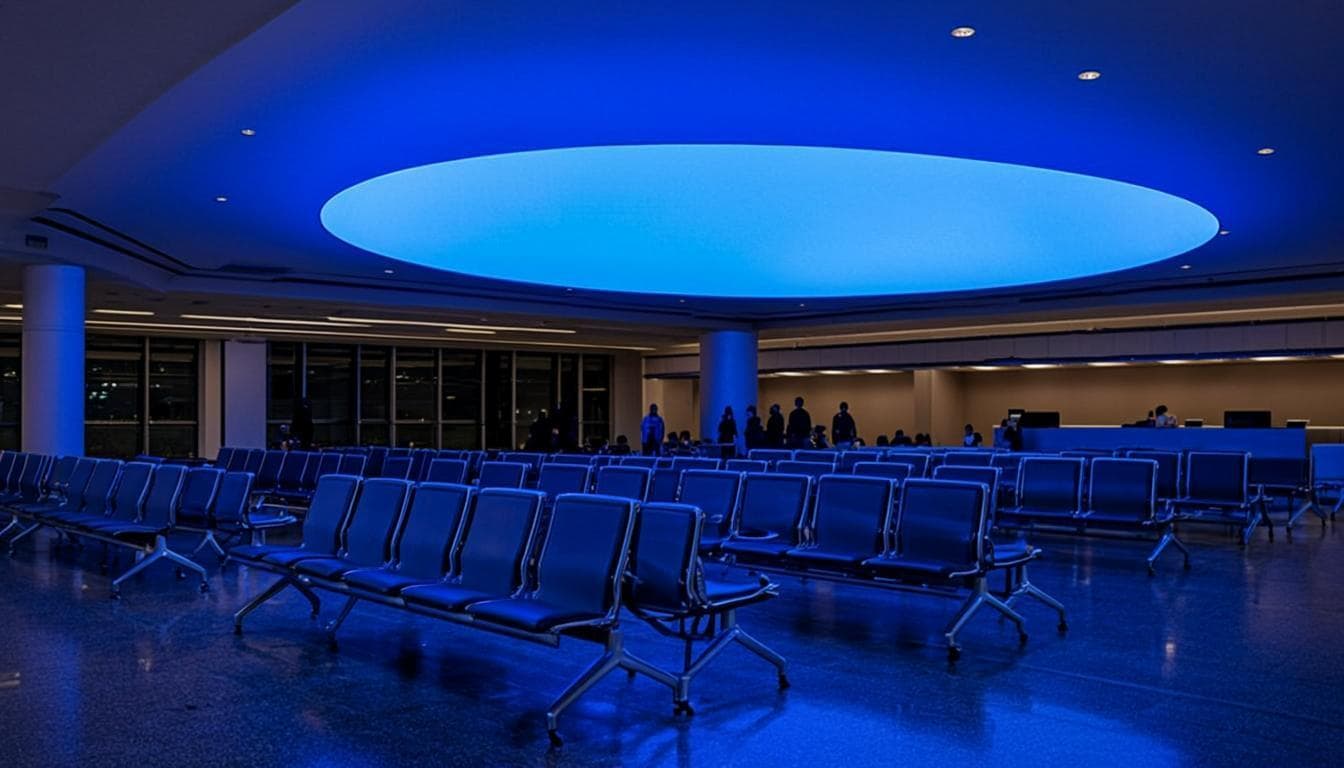 Dim, quiet rest spaces a few minutes from airport gates